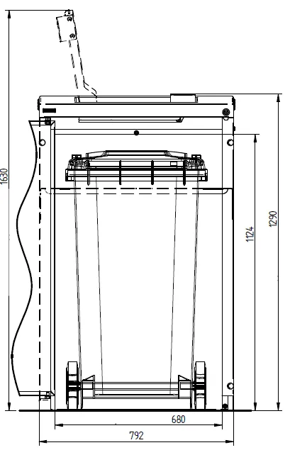 Detaillierte Abmessungen der Mülltonnenbox