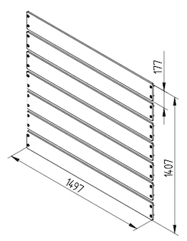 Zeichnung der Verkleidung Länge 1500 mm mit Abmessungen in mm