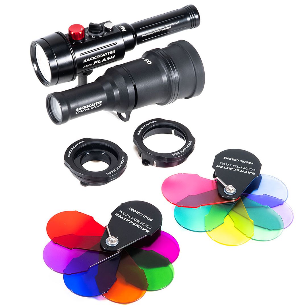 Backscatter [SET] Mini Flash 2 MF-2 Unterwasserblitz, OS-1 Snoot & Color Filter Paket