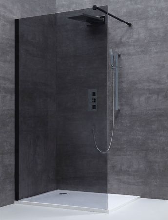 Aloni Eco Walk- In Duschwand aus Rauchglas schwarz 8mm
