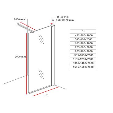 Aloni Duschwand Duschabtrennung Spiegelglas 8mm