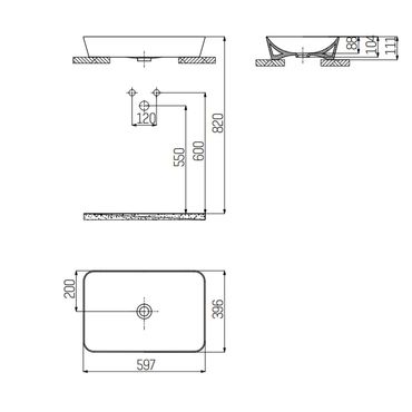 Creavit Aufsatzwaschbecken rechteckig schwarz matt 60x40 cm