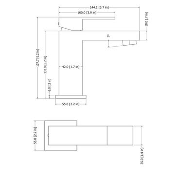 Aloni Chan Waschbeckenarmatur Einhebel viereckig Grau gebürstet