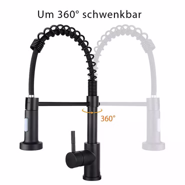 Aloni Küchenarmatur mit schwenkbarem Sprühkopf Schwarz matt