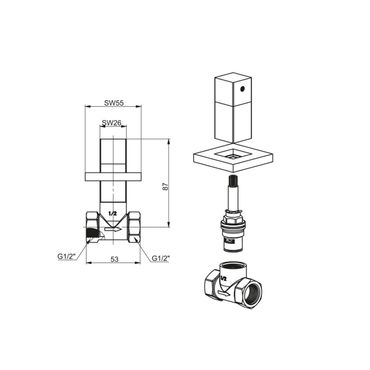 Absperrventil Unterputzventil Wandventil Eckventil Messing 1/2 schwarz matt