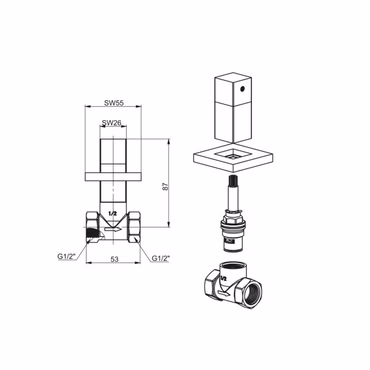 Absperrventil Unterputzventil Wandventil Eckventil Messing 1/2 schwarz matt