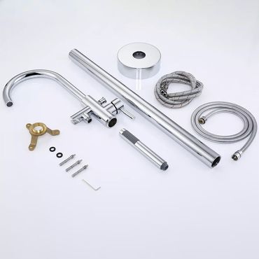 Aloni Standarmatur für freistehende Badewannen Badewannenarmatur Grau gebürstet