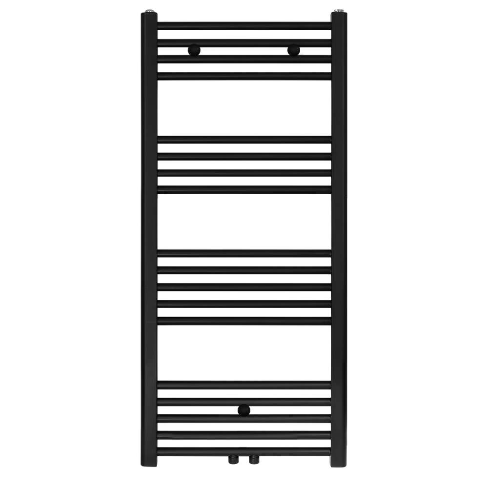 Belrad Badheizkörper Mittelanschluss Schwarz Matt Gebürstet - 1200 x 400 (HxB) - 458W