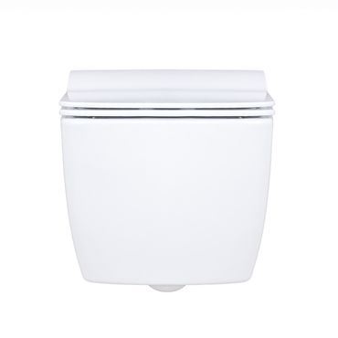 Creavit Design RimOff Hänge WC mit Taharet Edelstahl-Düse (Bidet) Weiß