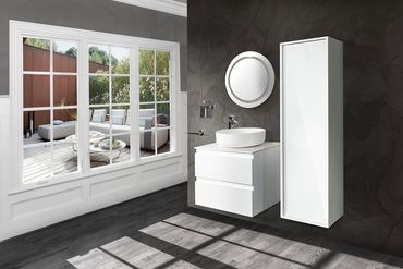 Sally Badezimmer Hochschrank 135 cm Weiß hochglanz