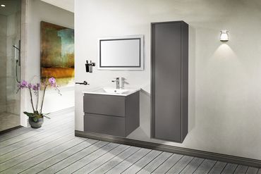 Sally Badezimmer Hochschrank 135 cm Grau hochglanz