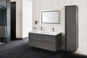 Sally Badezimmer Hochschrank 160 cm Grau hochglanz