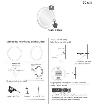 Aloni Spiegel Omega beheizt mit LED rund Ø 60 cm