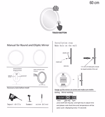 Aloni Spiegel Omega beheizt mit LED rund Ø 60 cm