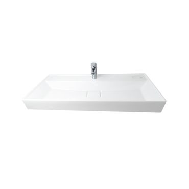 Belvit Keramik Waschbecken Aufsatz Wand 80x48x10 cm mit Überlauf Hahnloch