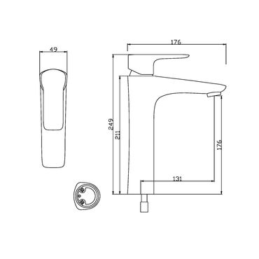 Aloni Waschtischarmatur Badarmatur für hohes Waschbecken Chrom