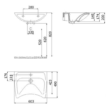 Creavit behindertengerechtes Waschbecken Rollstuhl-Waschbecken barrierefrei Weiß