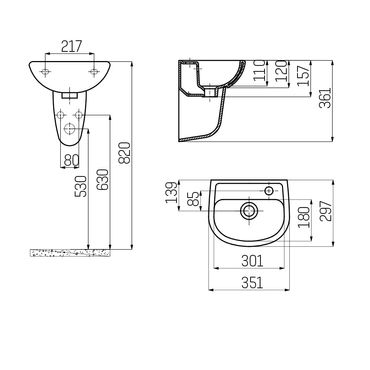 Creavit Keramik Waschbecken Handwaschbecken 35x30 cm Weiß