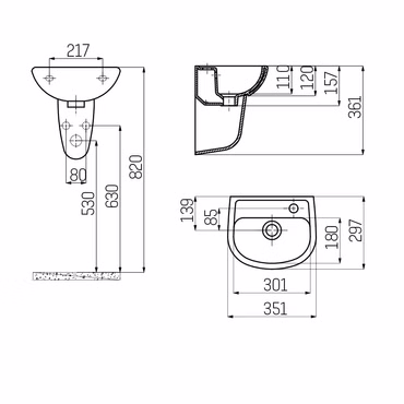 Creavit Keramik Waschbecken Handwaschbecken 35x30 cm Weiß