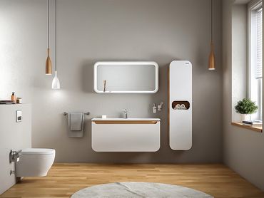 Creavit Pion Hochschrank Weiß Eiche 400x1600x320 mm