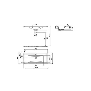Creavit Keramikwaschbecken Waschtisch 100x45cm Anthrazit