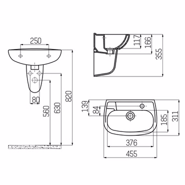Creavit Keramik Waschbecken Handwaschbecken 45x30 cm Weiß
