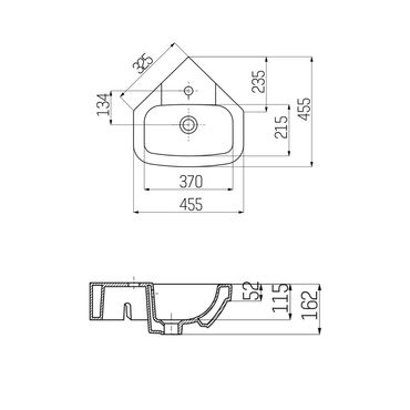 Creavit Eck- Waschbecken Handwaschbecken Wandmontage 45x45 cm Weiß