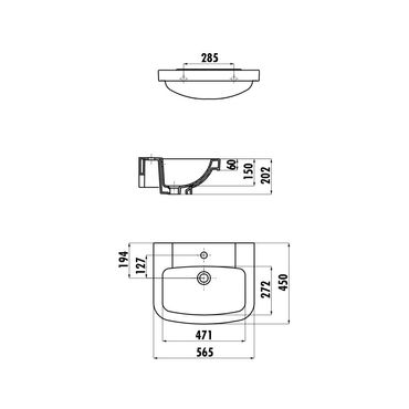 Creavit Keramikwaschbecken mit Stichloch 56x45 cm Weiß