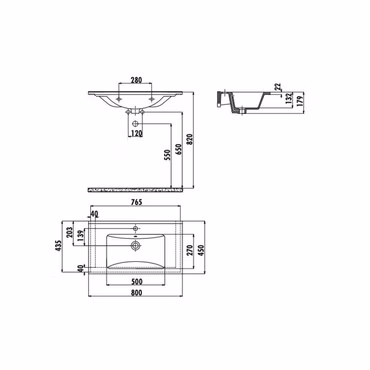 Creavit Keramikwaschbecken Waschtisch 45 x 80 cm Weiß