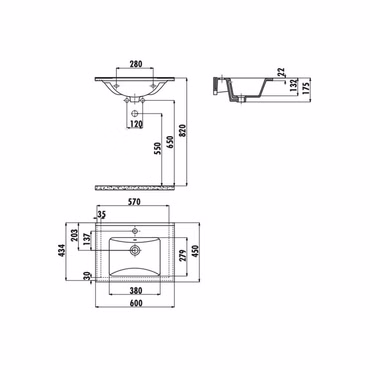 Creavit Keramikwaschbecken Waschtisch 45 x 60 cm Weiß
