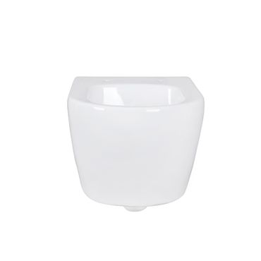 Spülrandloses Hänge-WC aus Keramik in Weiß – Belvit Wand-Toilette ohne Deckel, Tiefspüler