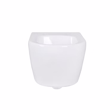 Spülrandloses Hänge-WC aus Keramik in Weiß – Belvit Wand-Toilette ohne Deckel, Tiefspüler