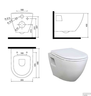Hänge WC Toilette Creavit TP325.001+AL0402