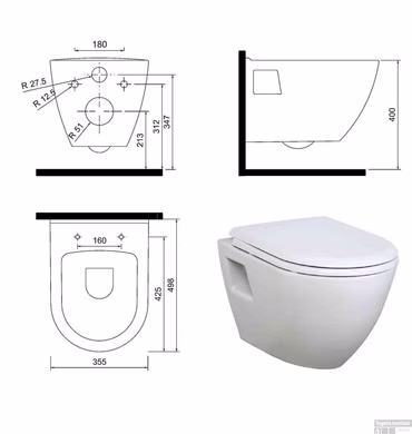 Hänge WC Toilette Creavit TP325.001+AL0402