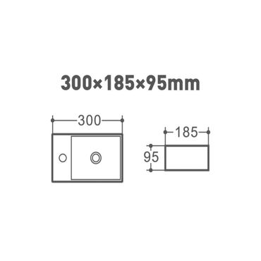 Aloni Keramik Design Handwaschbecken Weiß Hahnloch Links 30 x 18,5 x 9,5 cm