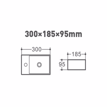 Aloni Keramik Design Handwaschbecken Weiß Hahnloch Links 30 x 18,5 x 9,5 cm