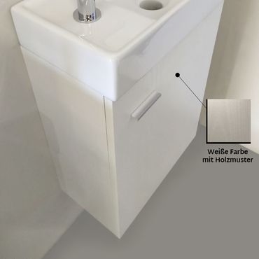 Weiß Waschplatz Waschbecken Schrank + Spiegel WC Gäste Toilette Badmöbel klein