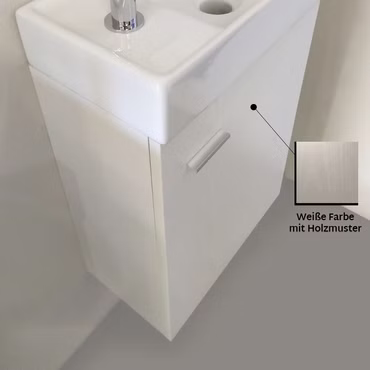 Weiß Waschplatz Waschbecken Schrank + Spiegel WC Gäste Toilette Badmöbel klein