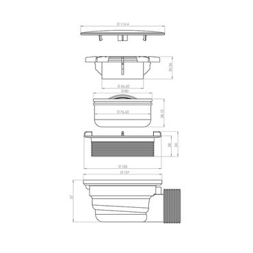 Aloni Duschsiphon Duschwannenablauf Ablaufgarnitur Ø90mm mit 40/50 Adapter