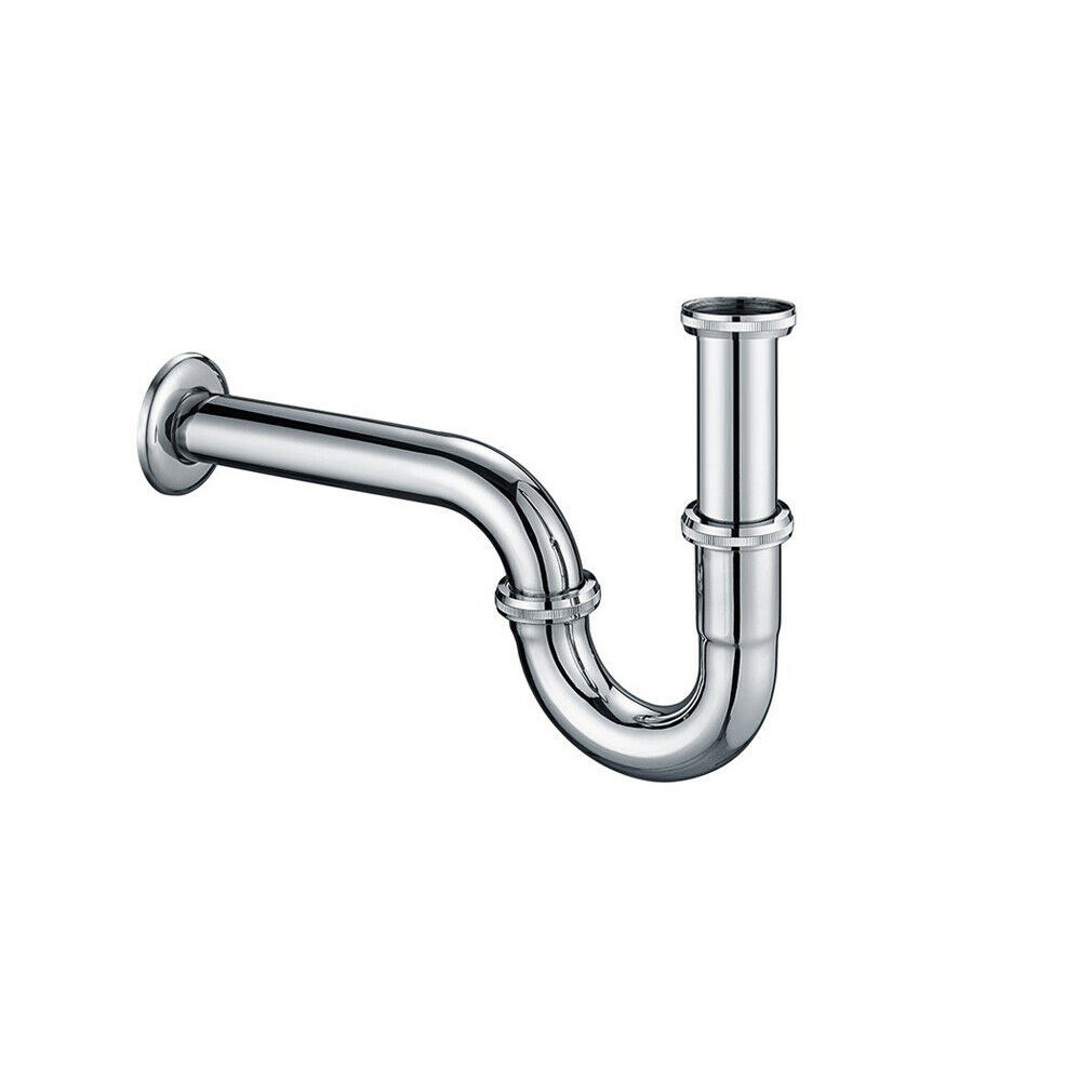 Röhrensiphon Messing Verchromt 1 1/4" Siphon Bad für Waschbecken Waschtisch