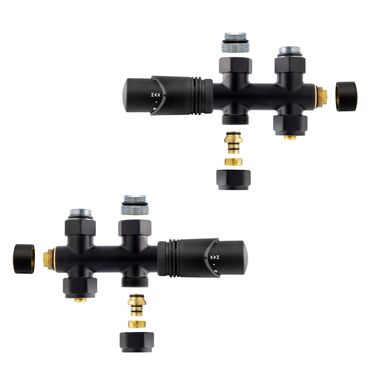 Anschlussgarnitur Mittelanschluss Multiblock Durchgang Schwarz Matt 1/2 PEX 16 x 2mm Konus M30