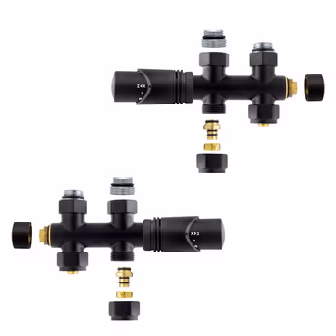 Anschlussgarnitur Mittelanschluss Multiblock Durchgang Schwarz Matt 1/2 PEX 16 x 2mm Konus M30