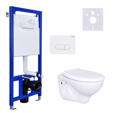 Hänge Wand WC mit Spülkasten, Vorwandelement, Schallschutz und Betätigungsplatte Komplett-Set