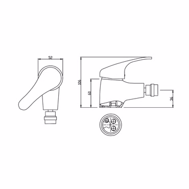 Bidetarmatur Einhebel Wasserhahn für Bidet chrom