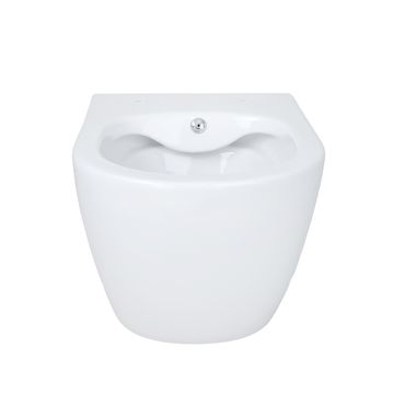 Belvit Spülrandloses Hänge WC mit integrierter Kalt- und Warmwasserarmatur und Taharet/Bidet/Dusch-WC Funktion Weiß