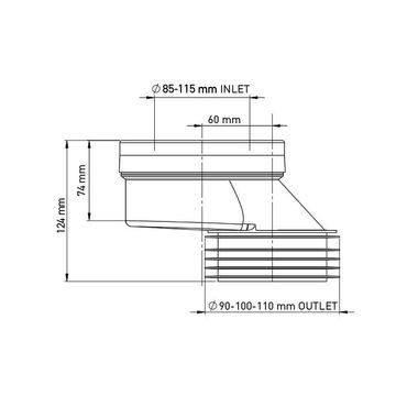 WC Anschlussstutzen Exzentrischer Anschluss Abfluss Rohr Versatz Stutzen ø90 60mm
