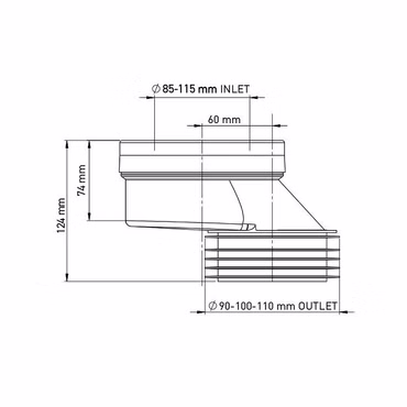 WC Anschlussstutzen Exzentrischer Anschluss Abfluss Rohr Versatz Stutzen ø90 60mm