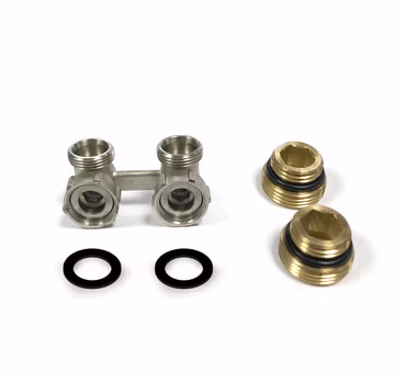 Hahnblock Durchgang Eck 3/4“ AG x 1/2“ Eurokonus Heizkörper Anschluss