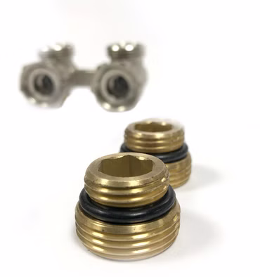 Hahnblock Durchgang Eck 3/4“ AG x 1/2“ Eurokonus Heizkörper Anschluss