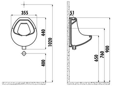 Creavit Urinal verdeckte Befestigungen Weiß